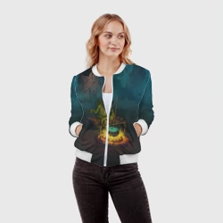 Женский бомбер 3D Сэр Троглодит - Болото, текст - фото 2