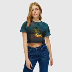 Женская футболка Crop-top 3D Сэр Троглодит - Болото, англ - фото 2