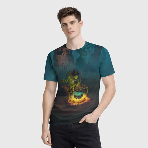 Мужская футболка 3D с принтом Сэр Троглодит - Болото, англ, фото на моделе #1