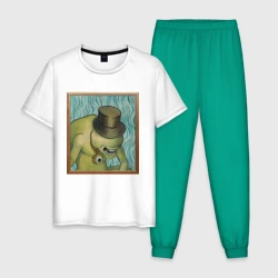 Мужская пижама с белой футболкой хлопок Сэр Троглодит - Импрессионизм