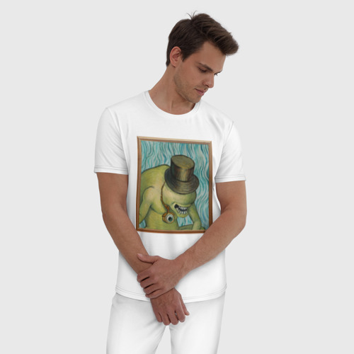 Мужская пижама хлопок Сэр Троглодит - Импрессионизм, цвет белый - фото 3