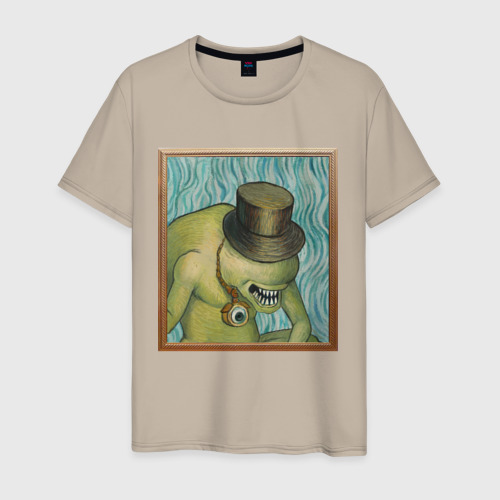 Мужская футболка хлопок Сэр Троглодит - Импрессионизм, цвет миндальный
