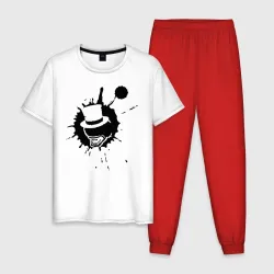 Мужская пижама с белой футболкой хлопок Сэр Троглодит - Минимализм чер
