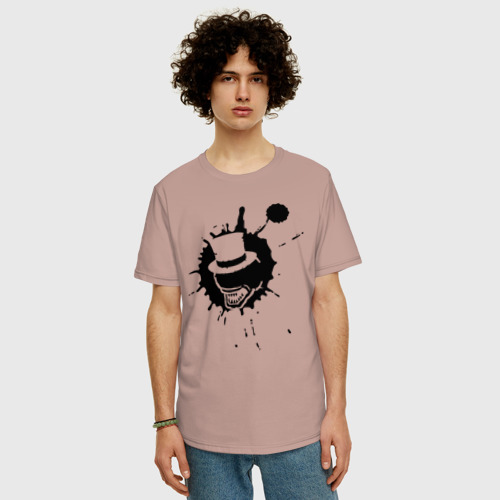 Мужская футболка хлопок Oversize с принтом Сэр Троглодит - Минимализм чер, фото на моделе #1