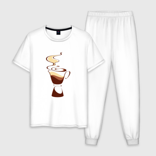 Мужская пижама хлопок Кофе, цвет белый