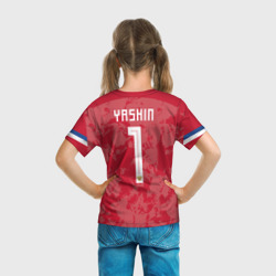 Футболка с принтом Лев Яшин для ребенка, вид на модели сзади №3. Цвет основы: белый