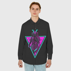 Мужская рубашка oversize 3D Samurai Retro Neon - фото 2