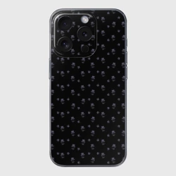 Чехол для iPhone 15 Pro Max силиконовый с защитой камеры Сэр Троглодит - Паттерн, черны