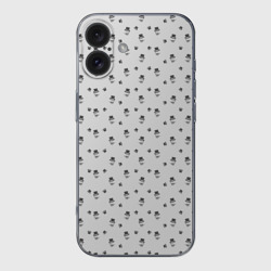 Чехол для iPhone 16 силиконовый с защитой камеры Сэр Троглодит - Паттерн, серый