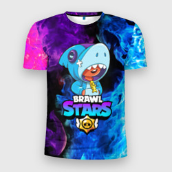 Мужская футболка 3D Slim Brawl Stars Leon shark Леон