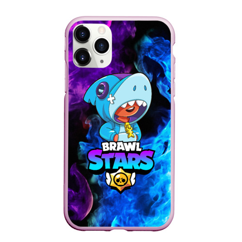 Чехол для iPhone 11 Pro матовый Brawl Stars Leon shark Леон, цвет розовый