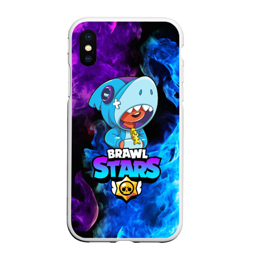 Чехол для iPhone XS Max матовый Brawl Stars Leon shark Леон, цвет белый