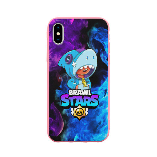 Чехол для iPhone X матовый Brawl Stars Leon shark Леон