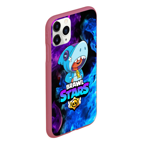 Чехол для iPhone 11 Pro Max матовый Brawl Stars Leon shark Леон, цвет малиновый - фото 3