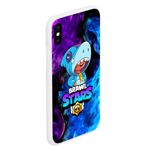 Чехол для iPhone XS Max матовый Brawl Stars Leon shark Леон, цвет белый - фото 3