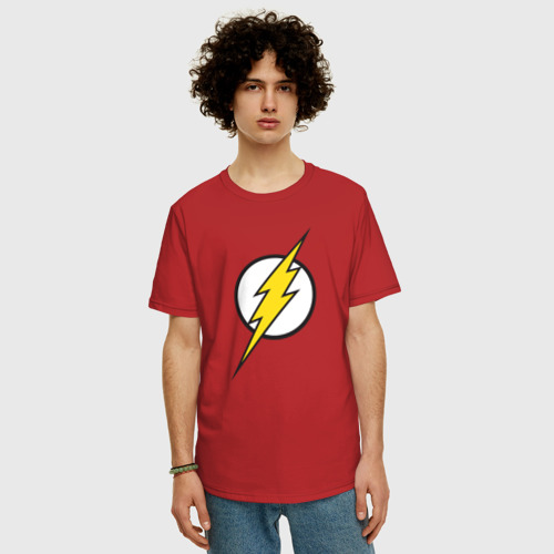 Мужская футболка хлопок Oversize Flash, цвет красный - фото 3