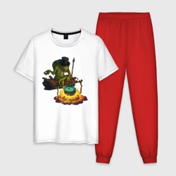 Мужская пижама с белой футболкой хлопок Сэр Троглодит - Троглодит