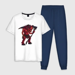 Мужская пижама с белой футболкой хлопок Сэр Троглодит - демон