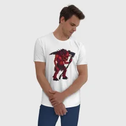 Мужская пижама с белой футболкой хлопок Сэр Троглодит - демон - фото 2