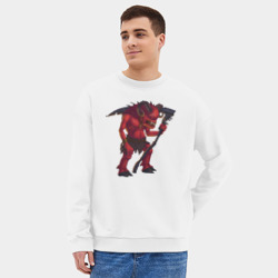 Мужской свитшот oversize без начеса хлопок Сэр Троглодит - демон - фото 2