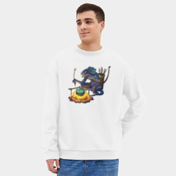 Мужской свитшот oversize без начеса хлопок Сэр Троглодит - Ящер - фото 2