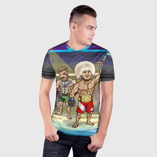 Мужская футболка 3D Slim Хабиб Нурмагомедов против Конора, цвет 3D печать - фото 3