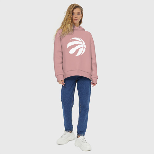 Женское худи Oversize хлопок Toronto Raptors W, цвет пыльно-розовый - фото 6