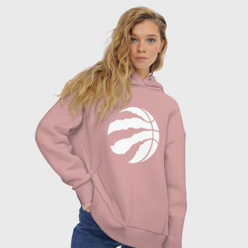 Женское худи Oversize хлопок Toronto Raptors W, цвет пыльно-розовый - фото 4