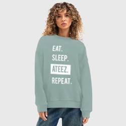 Женский свитшот oversize без начеса хлопок Есть. спать. ateez. повторить - фото 2