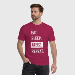 Мужская футболка хлопок Есть. спать. ateez. повторить - фото 2