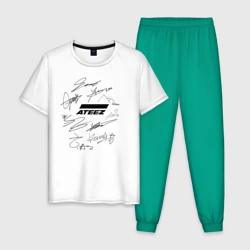 Мужская пижама с белой футболкой хлопок Ateez автографы