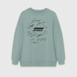 Женский свитшот oversize без начеса хлопок Ateez автографы