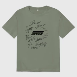 Женская футболка хлопок Oversize Ateez автографы