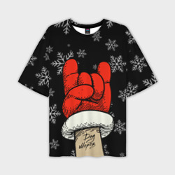 Мужская футболка oversize 3D Рок Дед Мороз