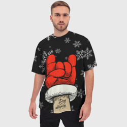 Мужская футболка oversize 3D Рок Дед Мороз - фото 2