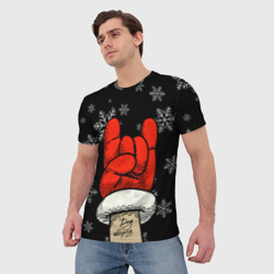 Мужская футболка 3D Рок Дед Мороз - фото 2