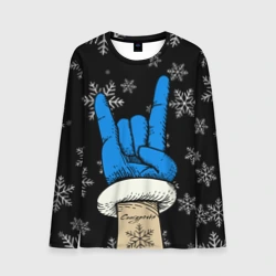 Мужской лонгслив 3D Рок Снегурочка