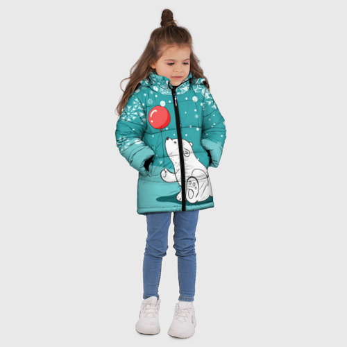 Зимняя куртка для девочек 3D North bear, цвет красный - фото 5