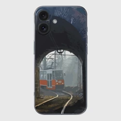 Чехол для iPhone 16 силиконовый с защитой камеры Трамвай