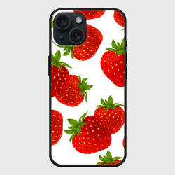 Чехол силиконовый для Apple iPhone 15 матовый Клубника