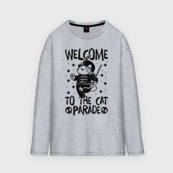 Женский лонгслив oversize хлопок Welcome to the cat parade