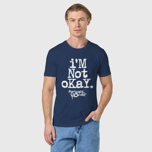 Мужская футболка хлопок I'm not okay, цвет темно-синий - фото 3