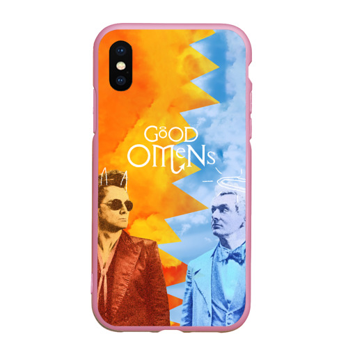 Чехол для iPhone XS Max матовый Good Omens, цвет розовый