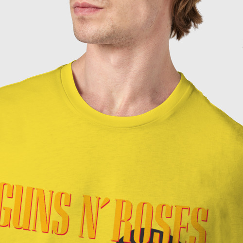 Мужская футболка хлопок Guns n roses, цвет желтый - фото 6