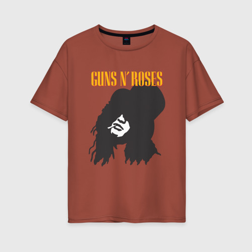 Женская футболка из хлопка оверсайз с принтом Guns n roses, вид спереди №1