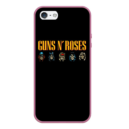Чехол для iPhone 5/5S матовый Guns n roses , цвет розовый