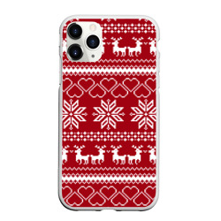 Чехол для iPhone 11 Pro Max матовый Вязаный Свитер С Оленями