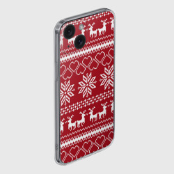 Чехол для iPhone 15 силиконовый с защитой камеры Вязаный Свитер С Оленями - фото 2