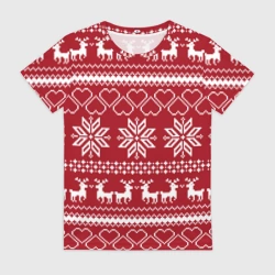 Женская футболка 3D Вязаный Свитер С Оленями