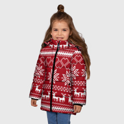 Зимняя куртка для девочек 3D Вязаный Свитер С Оленями - фото 2